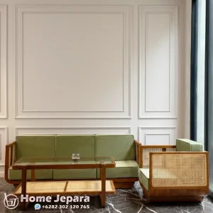 Kursi Tamu Rotan Kayu Jati Minimalis Modern